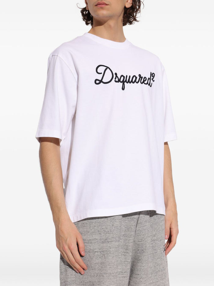 Dsquared2 T-shirt Bianco Uomo Logo Ricamato 1