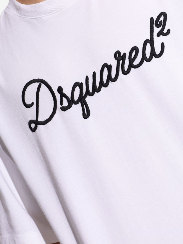 Dsquared2 T-shirt Bianco Uomo Logo Ricamato 4