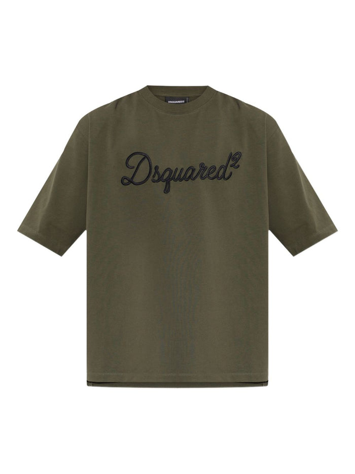 Dsquared2 T-shirt Verde Uomo Ricamo Logo 5