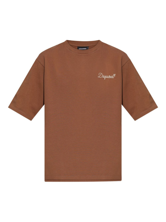 Dsquared2 T-shirt Marrone Uomo Logo Ricamato 5
