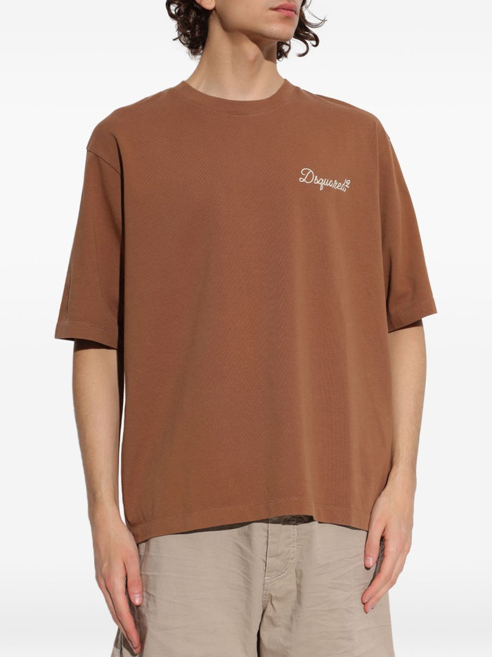 Dsquared2 T-shirt Marrone Uomo Logo Ricamato 1