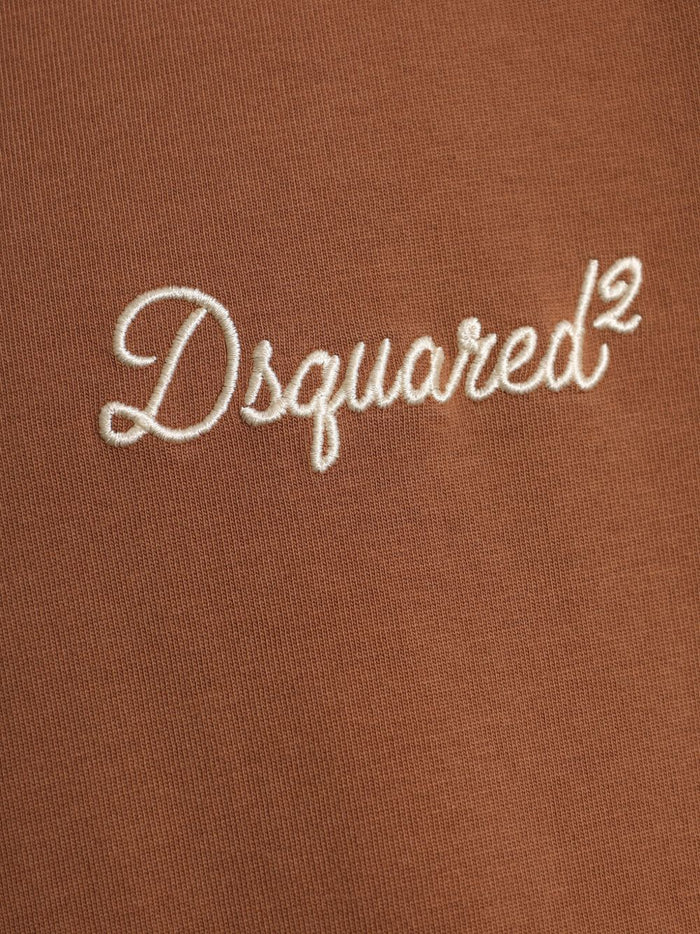 Dsquared2 T-shirt Marrone Uomo Logo Ricamato 4