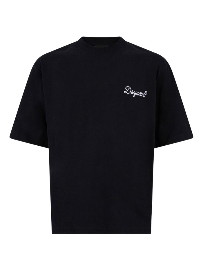 Dsquared2 T-shirt Nero Uomo Ricamo Logo 1