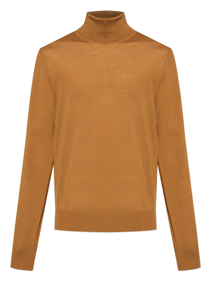 Dsquared2 Maglia Marrone Uomo Dolcevita con Logo 5