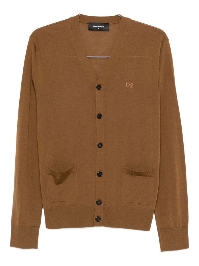 Dsquared2 Cardigan Marrone Uomo con Bottoni 1