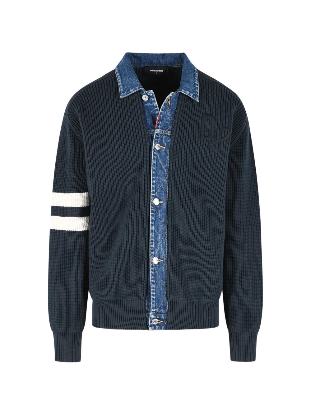 Dsquared2 Men's Blue Denim Collar Cardigan - Dipierro
