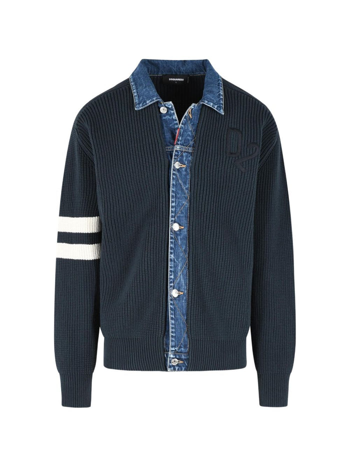 Dsquared2 Cardigan Blu Uomo Colletto Denim 1