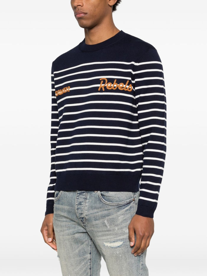 Dsquared2 Maglia Blu/Bianco Uomo a Righe 1