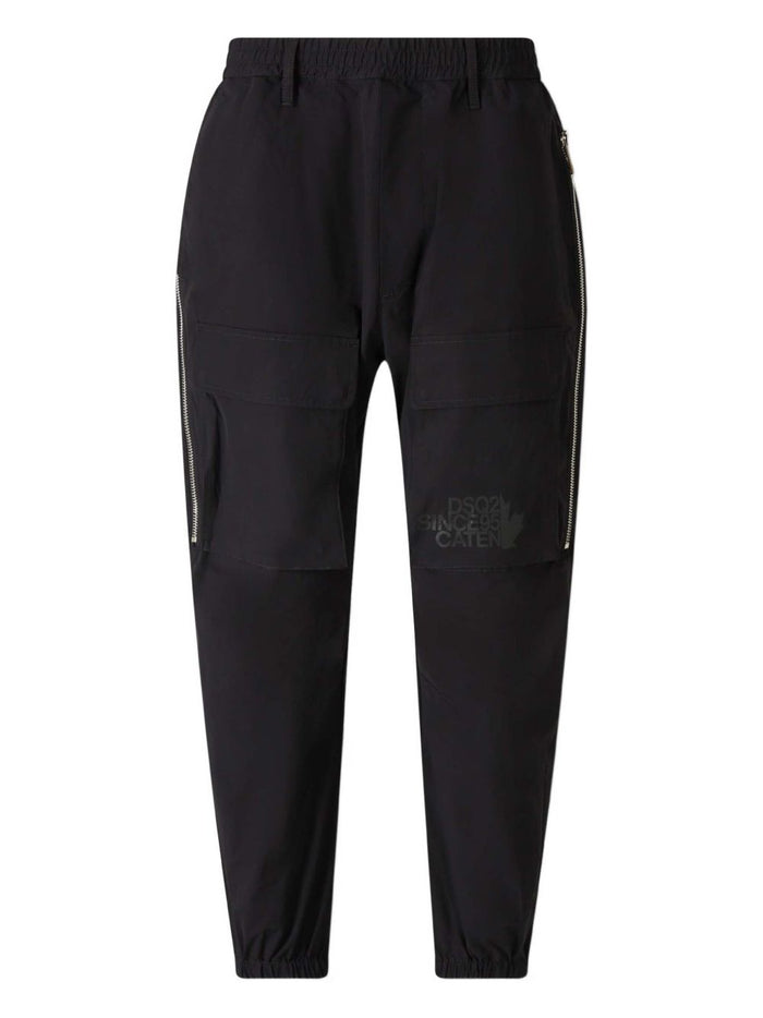 Dsquared2 Pantaloni Nero Uomo Stampa Logo 1