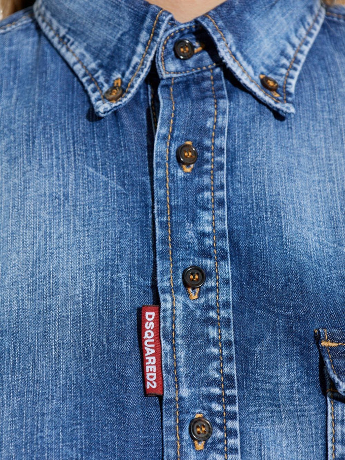 Dsquared2 Damen – Hemdblusenkleid mit Knopfleiste in blau 4