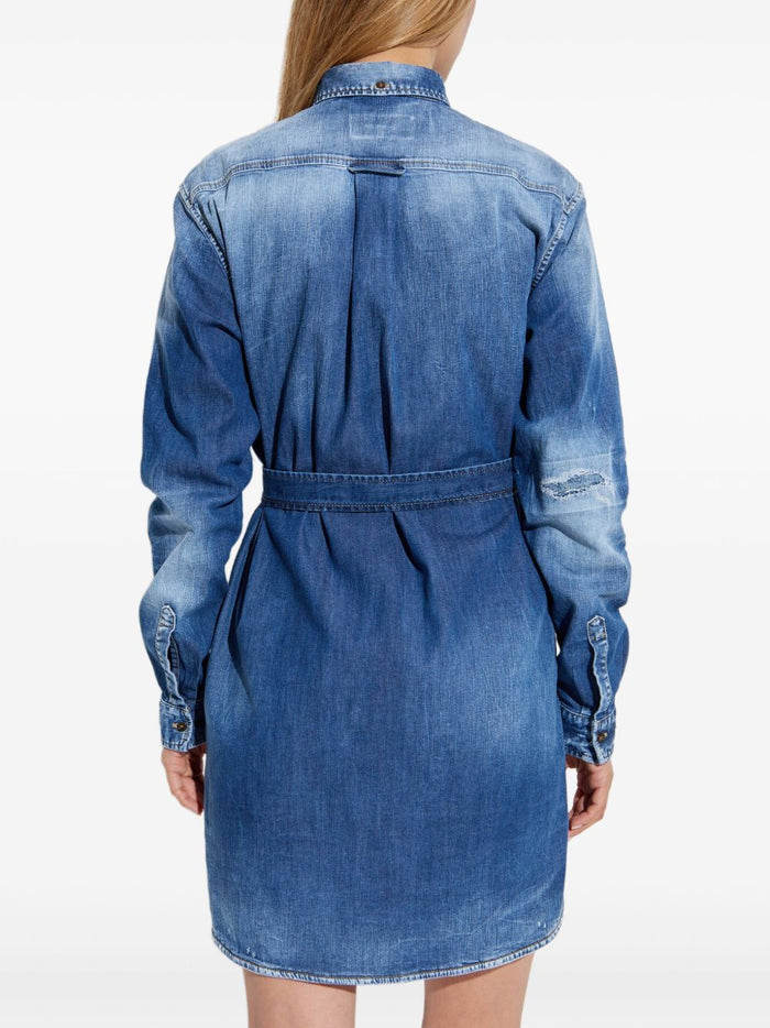 Dsquared2 Damen – Hemdblusenkleid mit Knopfleiste in blau 3