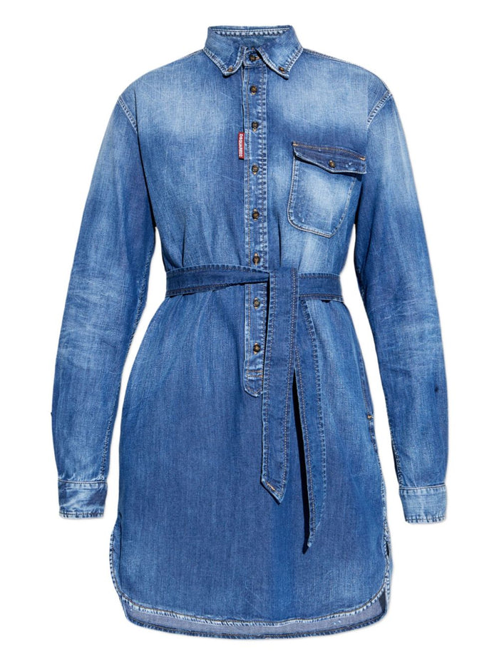 Dsquared2 Damen – Hemdblusenkleid mit Knopfleiste in blau 5