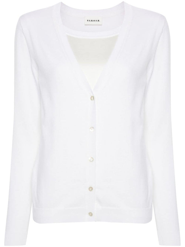 P.a.r.o.s.h. Cardigan Bianco Donna a coste 5