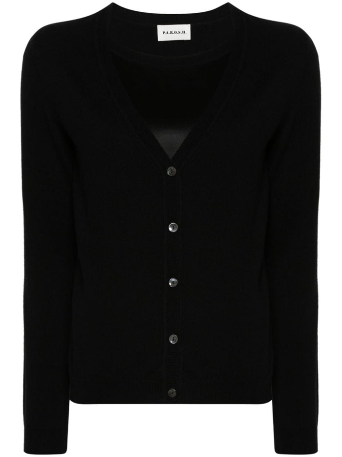 P.a.r.o.s.h. Cardigan Nero Donna a coste 5