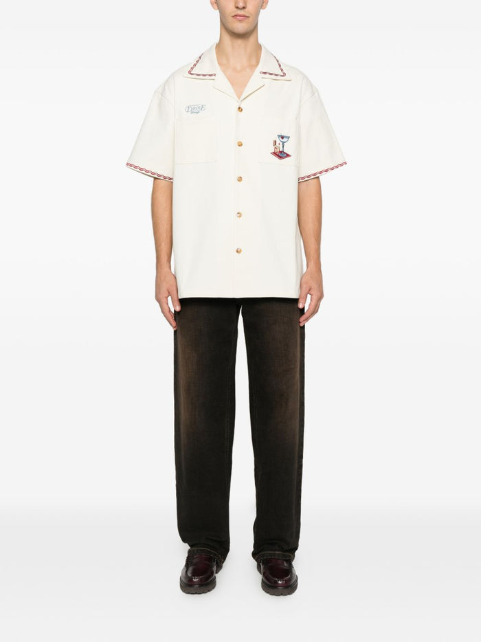 Drole De Monsieur Men's Cocktail Embroidery Shirt White 2