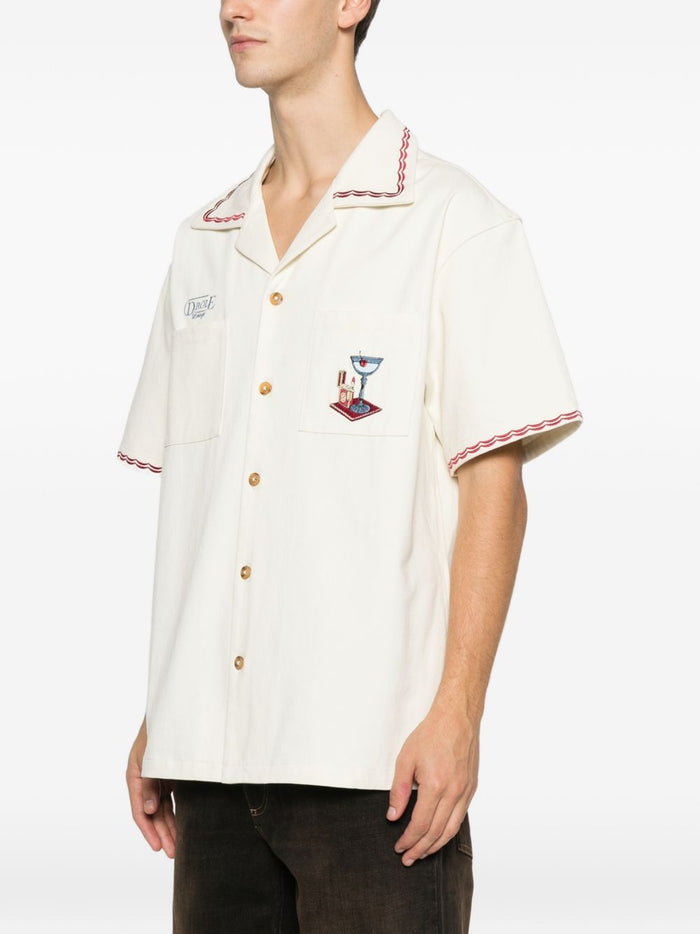 Drole De Monsieur Men's Cocktail Embroidery Shirt White 1