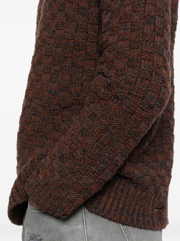 Mm6 Maison Margiela Brown Sweater with Woven Detail 4