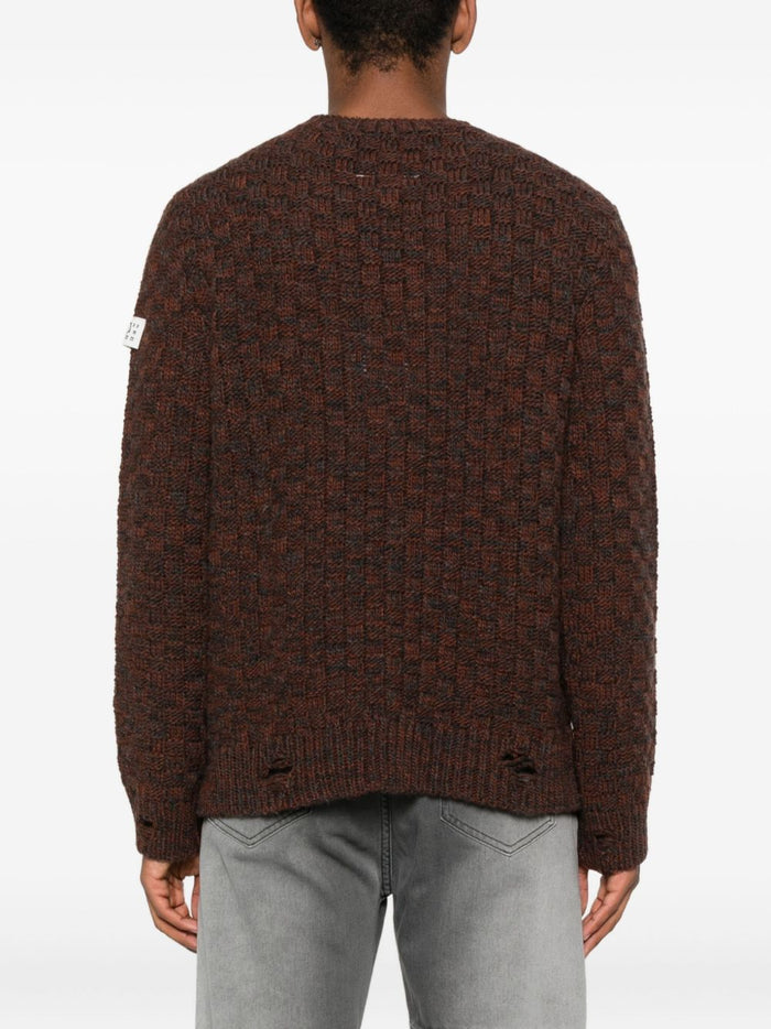 Mm6 Maison Margiela Brown Sweater with Woven Detail 3
