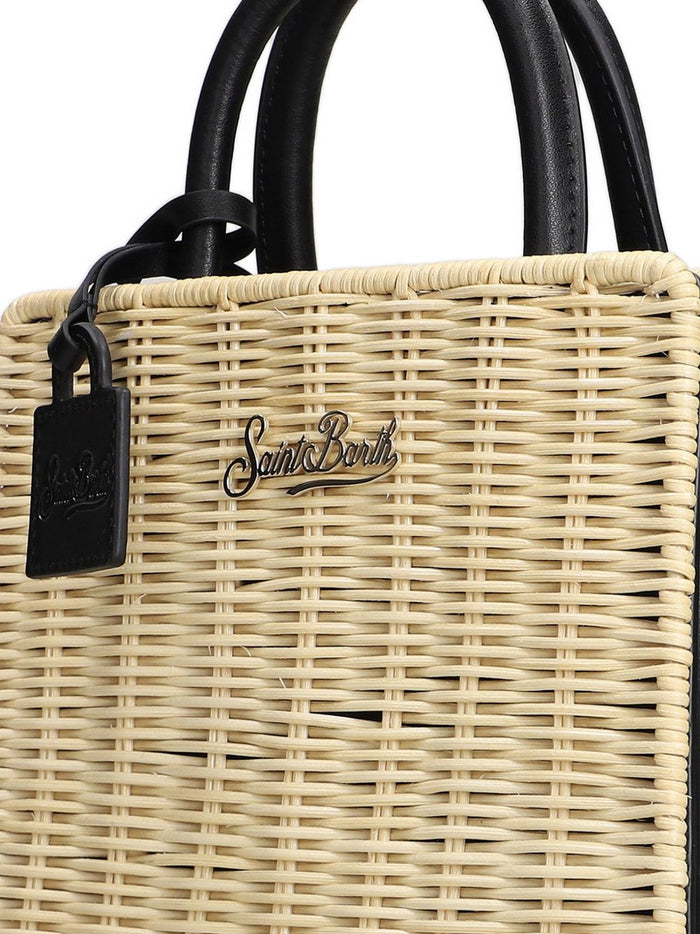 Mc2 Saint Barth Borsa Mini Straw Donna Beige-Nero 4