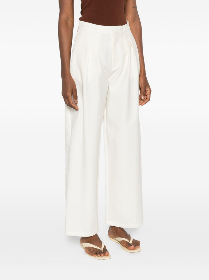 Eleh Double Pleat Trousers for Women, Ecru 1