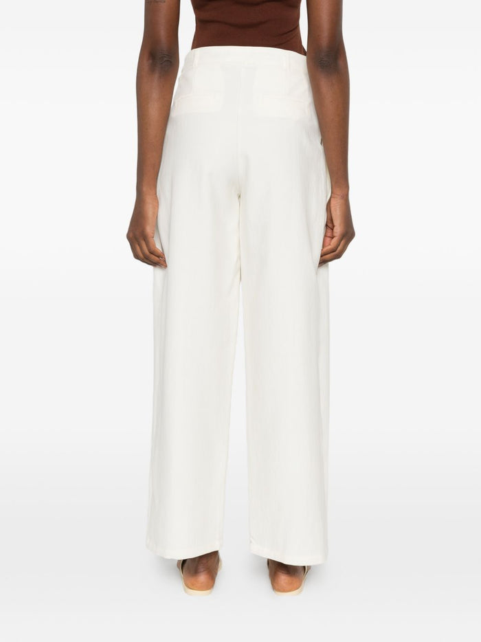 Eleh Double Pleat Trousers for Women, Ecru 3