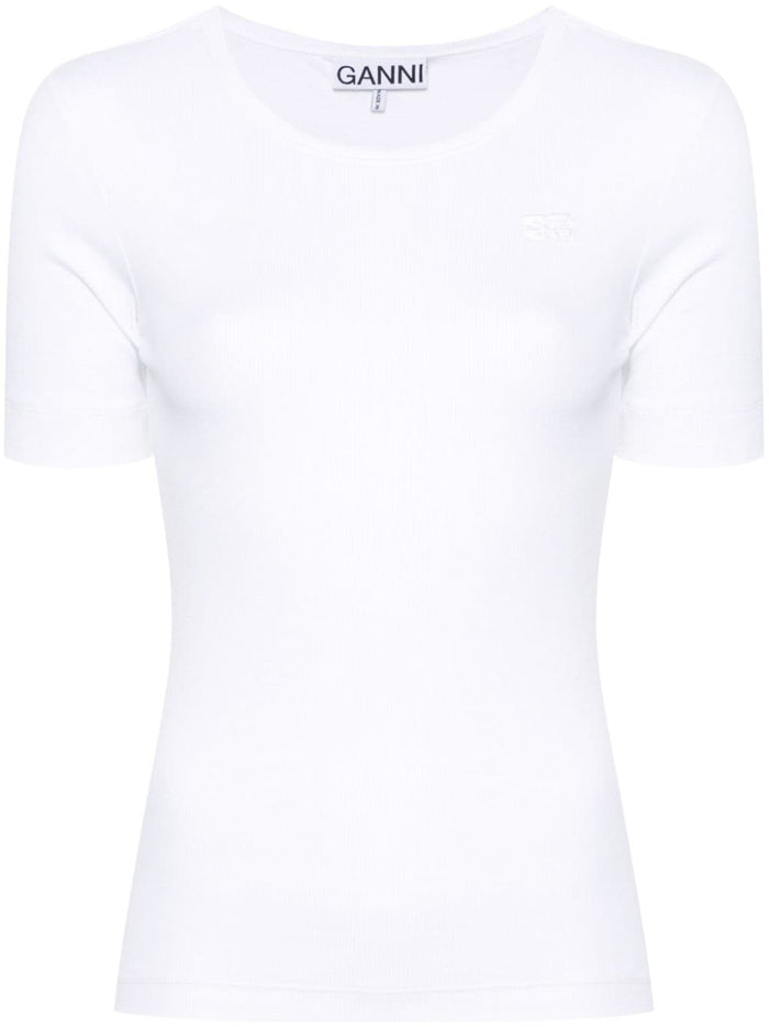 Ganni T-shirt Bianco Donna Scollo Tondo 5