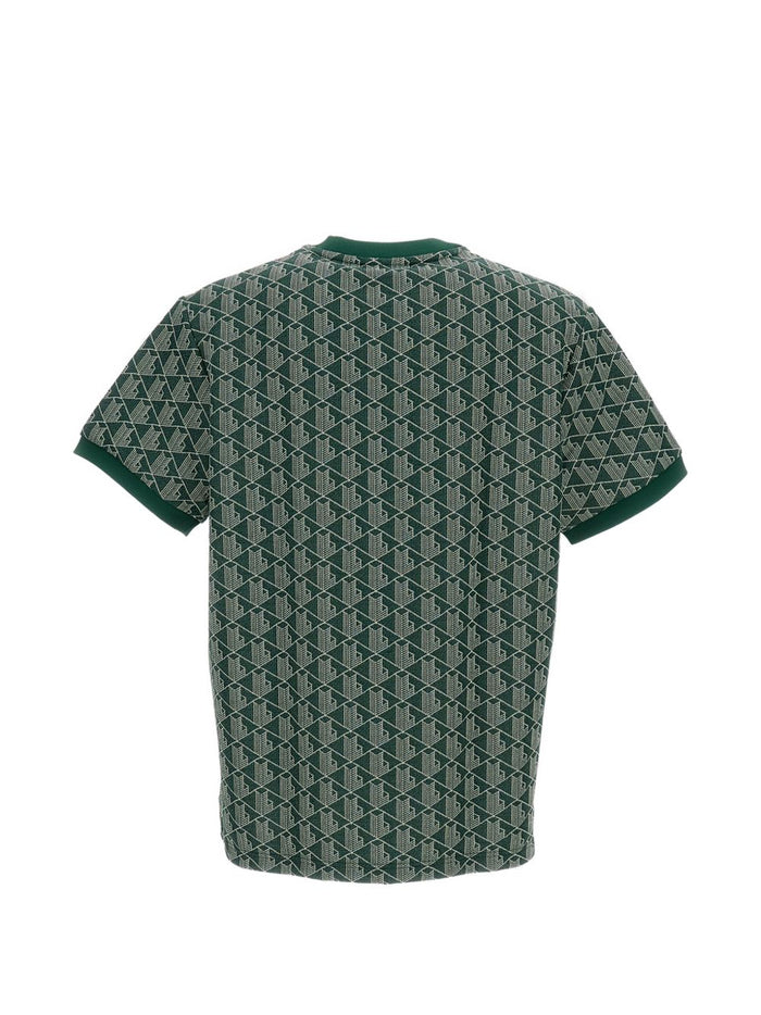 Lacoste T-Shirt Motivo Geometrico Uomo Verde 2