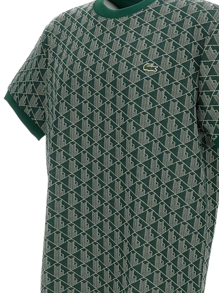 Lacoste T-Shirt Motivo Geometrico Uomo Verde 3