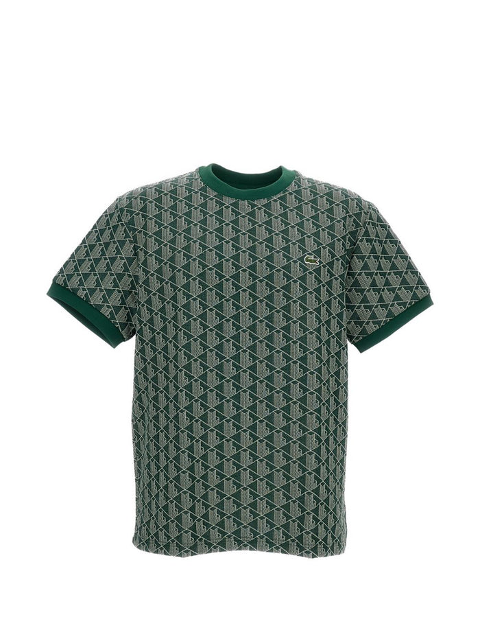 Lacoste T-Shirt Motivo Geometrico Uomo Verde 1