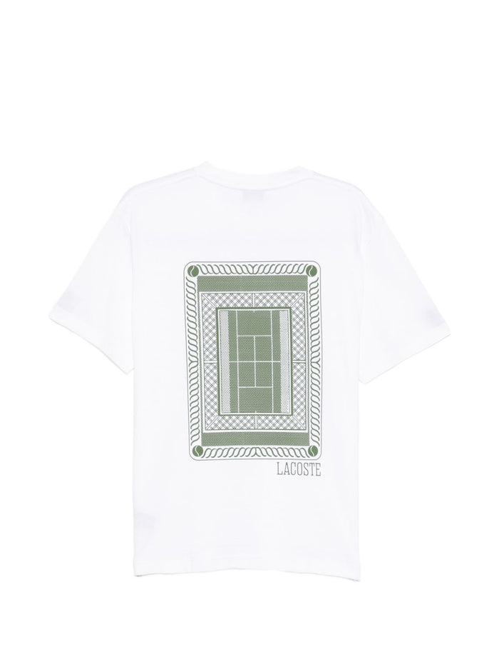 Lacoste T-Shirt Stampa Posteriore Uomo Bianco 2
