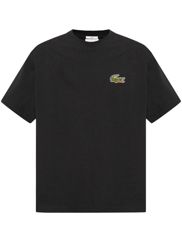 Croc Lacoste Black And White T Shirt Lacoste T-shirt In White With
