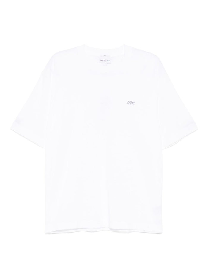 Lacoste T-Shirt Coccodrillo in Tono Uomo Bianco 1