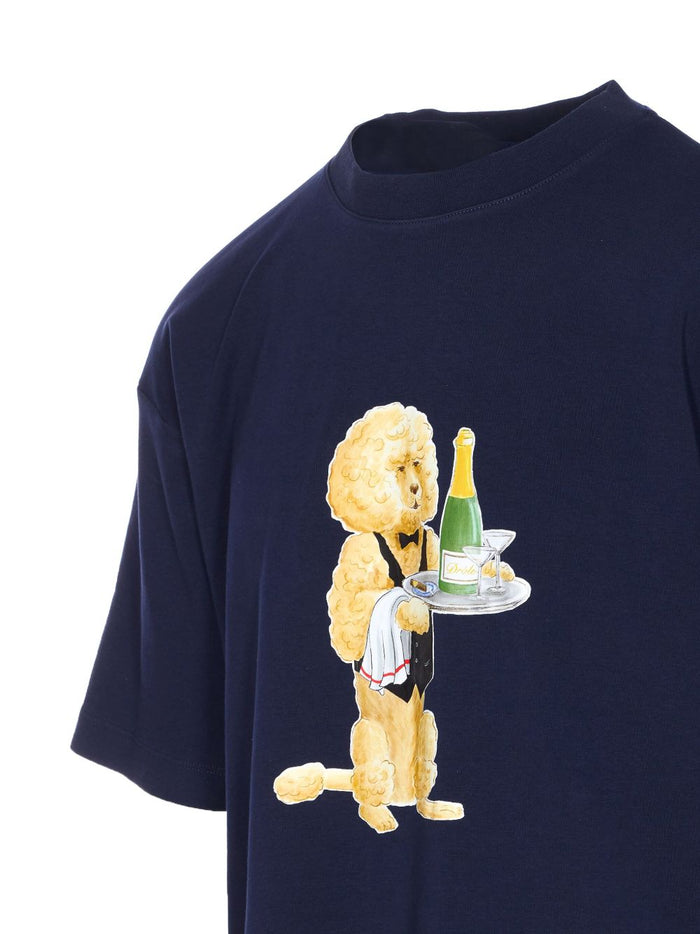 Drole De Monsieur Herren-T-Shirt mit Hunde-Print in Blau 4