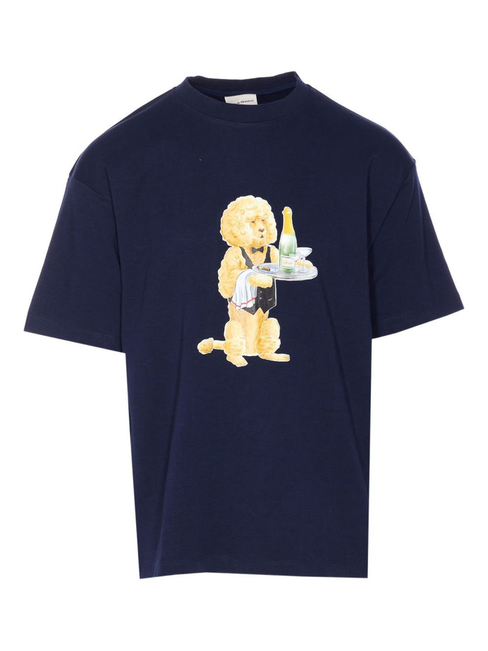 Drole De Monsieur Herren-T-Shirt mit Hunde-Print in Blau 1