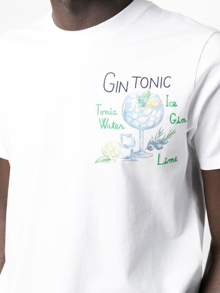 Mc2 Saint Barth Uomo T-shirt Bianco Ricamo Gin Tonic Bicchiere 4