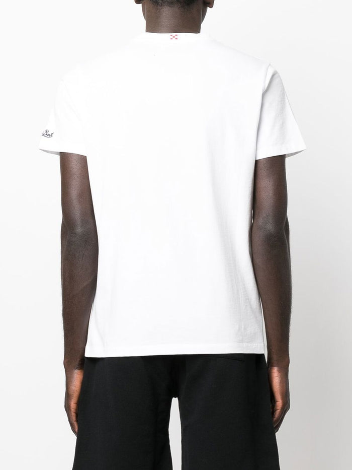 Mc2 Saint Barth Uomo T-shirt Bianco Ricamo Gin Tonic Bicchiere 3