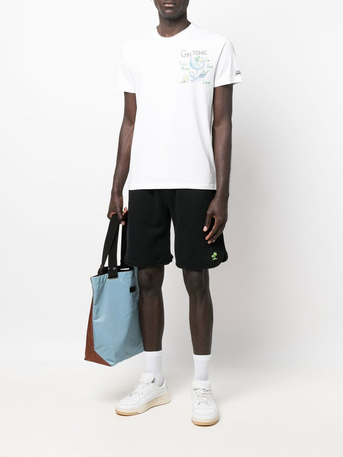 Mc2 Saint Barth Uomo T-shirt Bianco Ricamo Gin Tonic Bicchiere 2