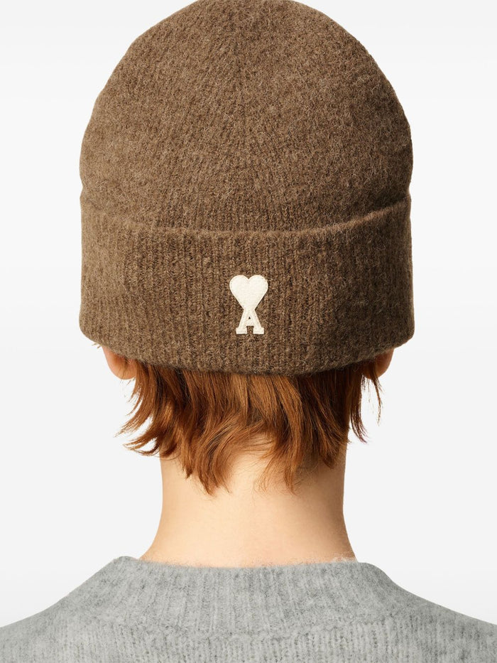 Ami Paris Cuffia Uomo Accessori Marrone Ricamo Cuore 5