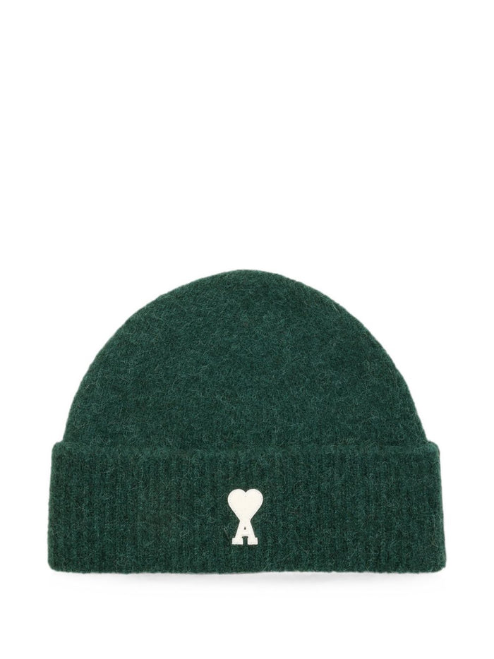 Ami Paris Cappellino Vert Bouteille Ecru Uomo 1