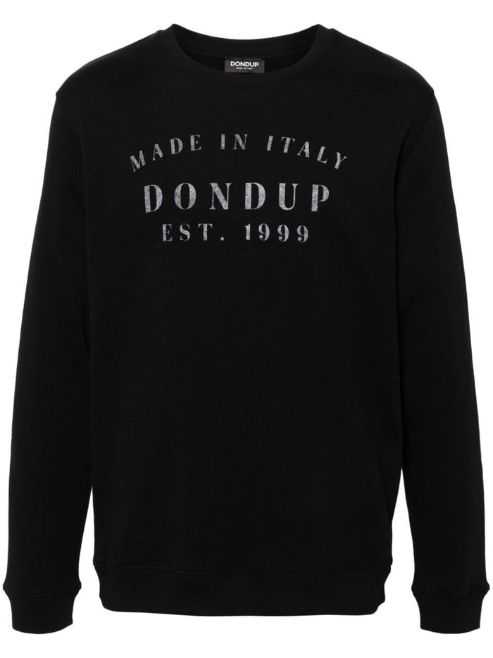 Dondup Felpa Nero Uomo Stampa Logo 5