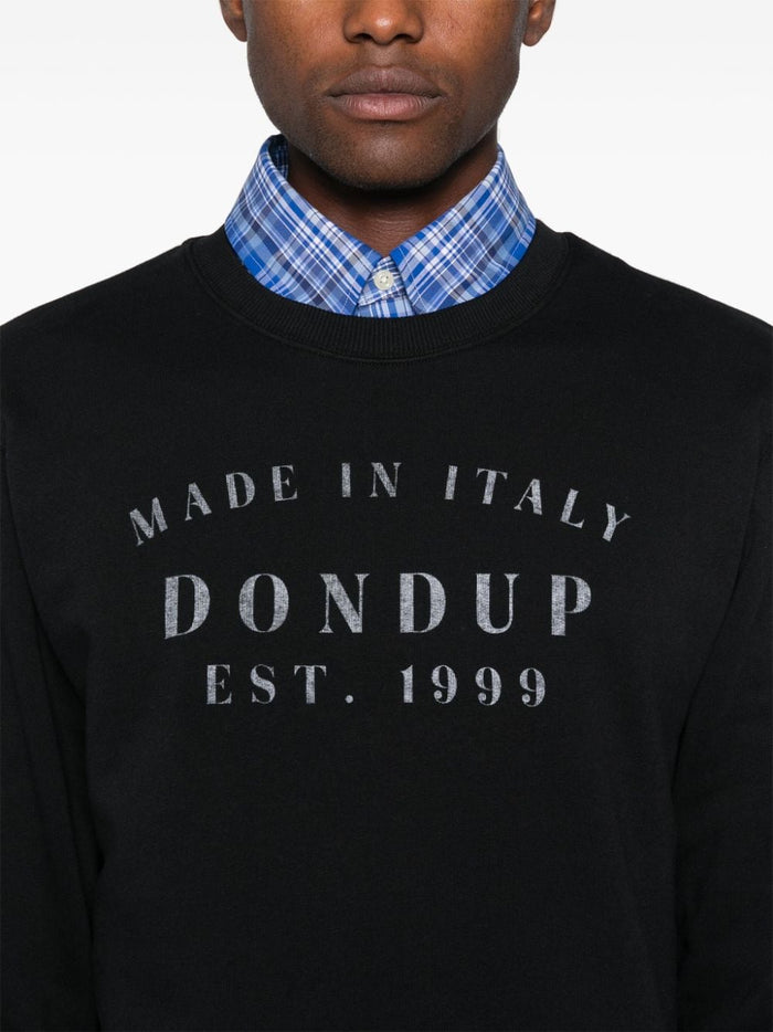 Dondup Felpa Nero Uomo Stampa Logo 4