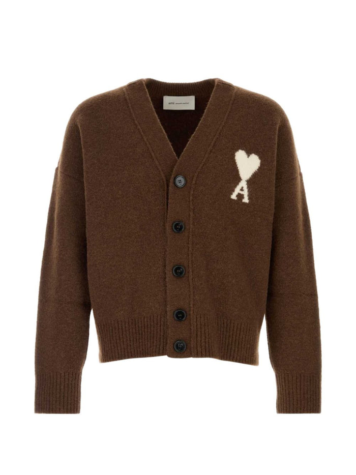 Ami Paris Cardigan Marrone Uomo 1
