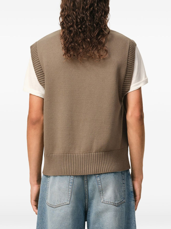 Ami Paris Gilet Cuore Uomo Beige 2