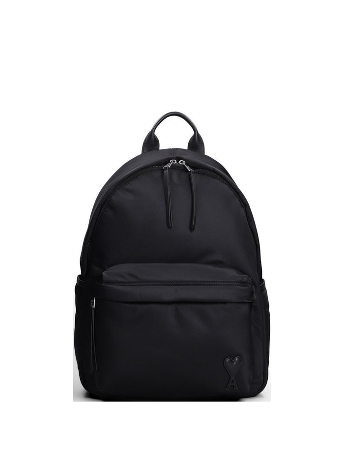 Ami Paris Men's Black Heart Logo Backpack 1