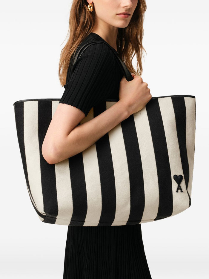 Ami Paris Borsa Righe Uomo Bianco-Nero 2