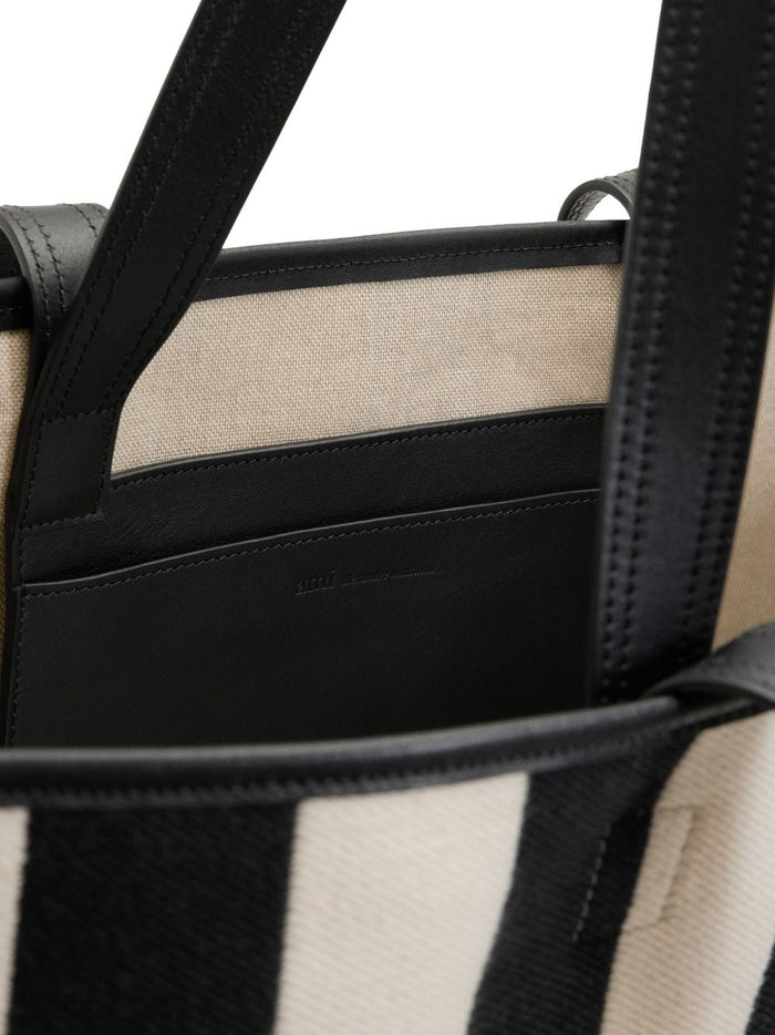 Ami Paris Borsa Righe Uomo Bianco-Nero 3