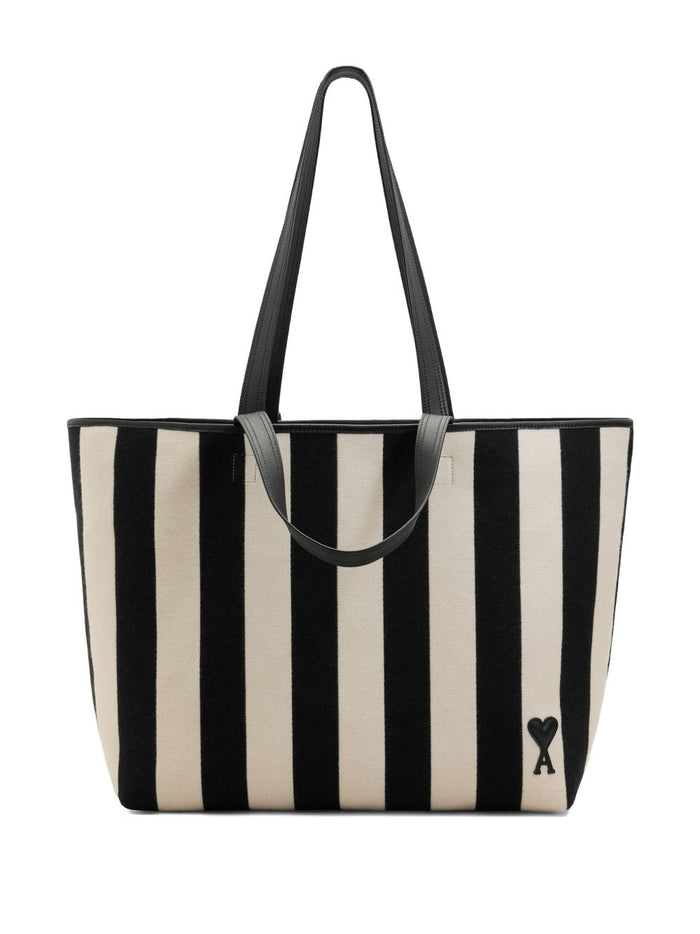 Ami Paris Borsa Righe Uomo Bianco-Nero 1