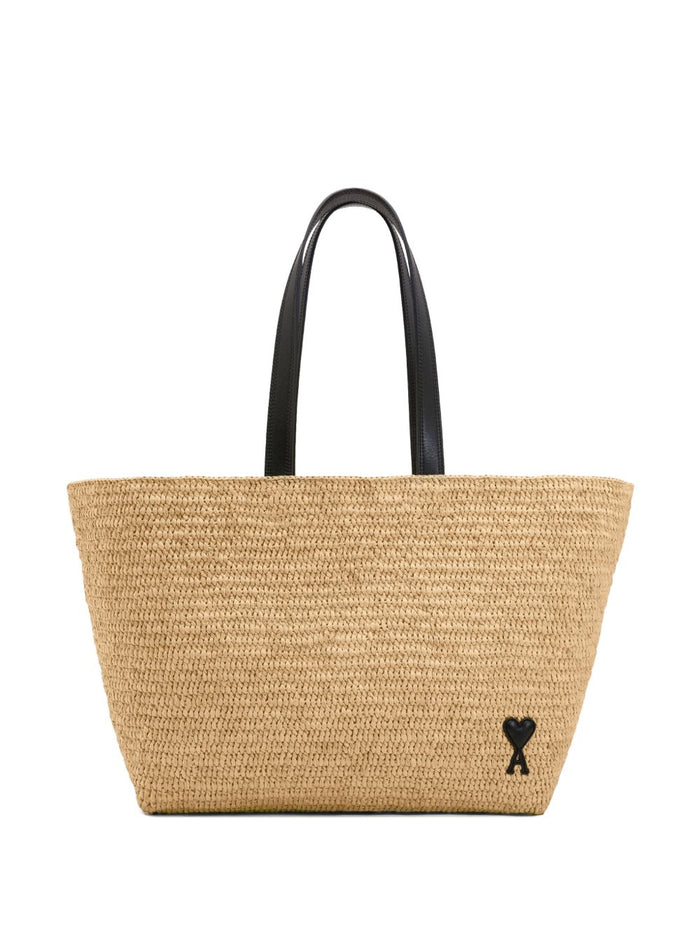 Ami Paris Borsa Ami De Coeur Large Uomo Naturale-Nero 1
