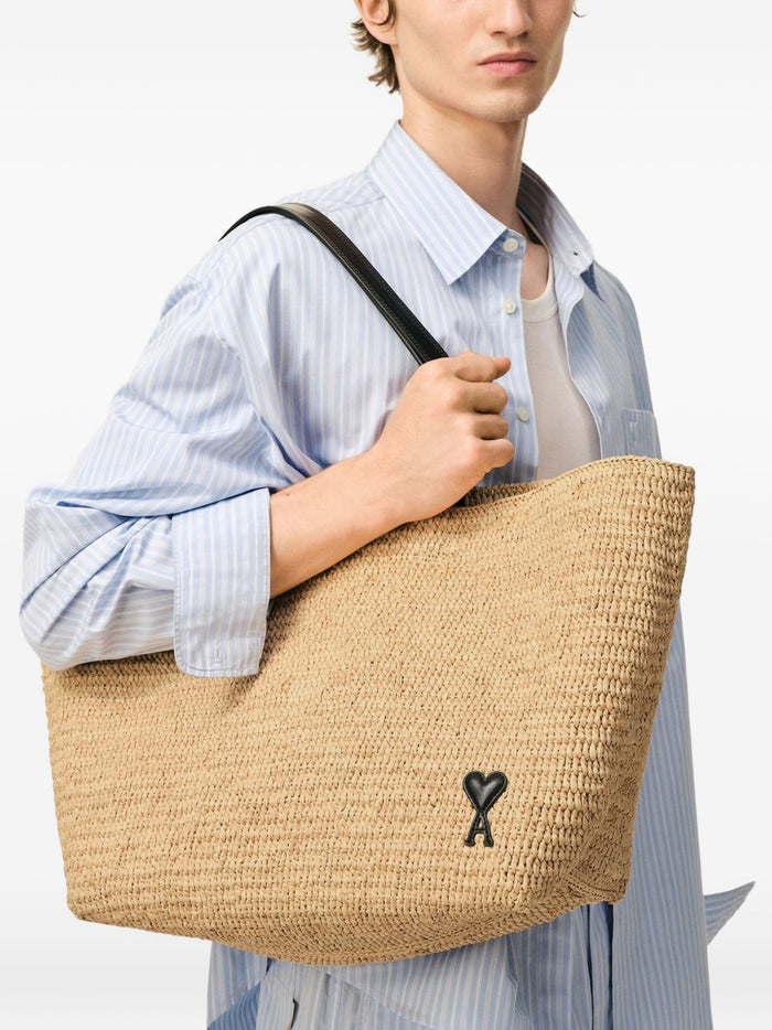 Ami Paris Borsa Ami De Coeur Large Uomo Naturale-Nero 2