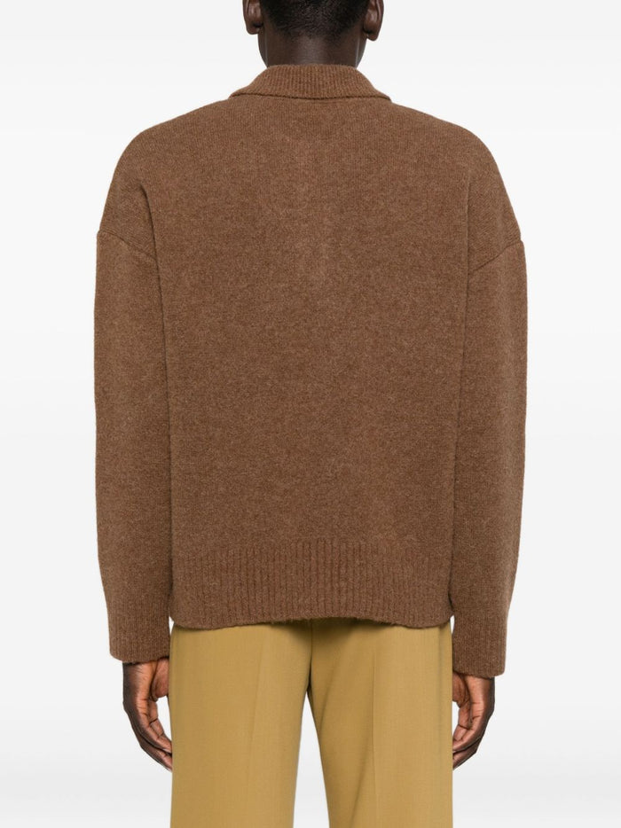 Ami Paris Polo Uomo Polo Marrone Logo Cuore Bianco 3